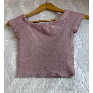 Zara Trafaluc Red Striped Knit Off-Shoulder Short Sleeved Crop Top Size Small